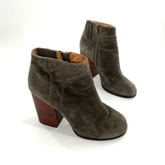 Jeffrey Campbell Womens Ankle Boots Block Heel Booties Gray Green Suede 9 - Picture 2 of 7